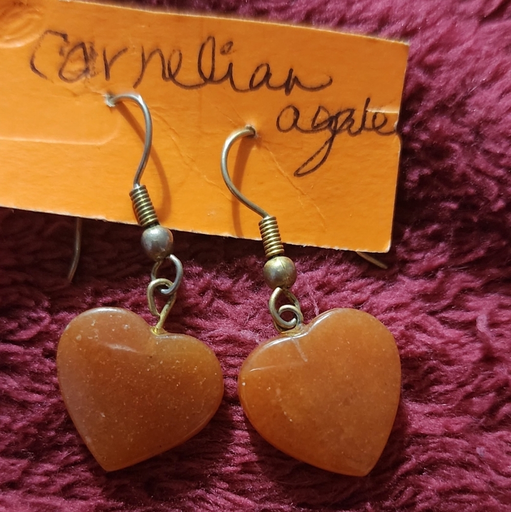 Source Unknown Heart-Shaped Orange Earrings